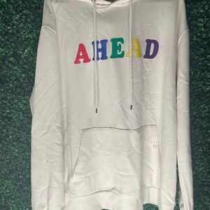 Forever 21 White Hoodie with Multicolor Letters